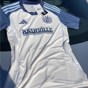 Adidas Kids Nashville Soccer Jersey - White and Blue